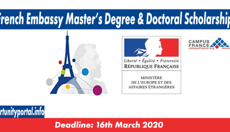 French Embassy Master’s Degree & Doctoral Scholarship Program 2020-2021