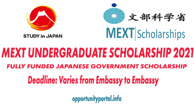 Japanese Government MEXT Undergraduate Scholarship 2021 (Fully Funded)