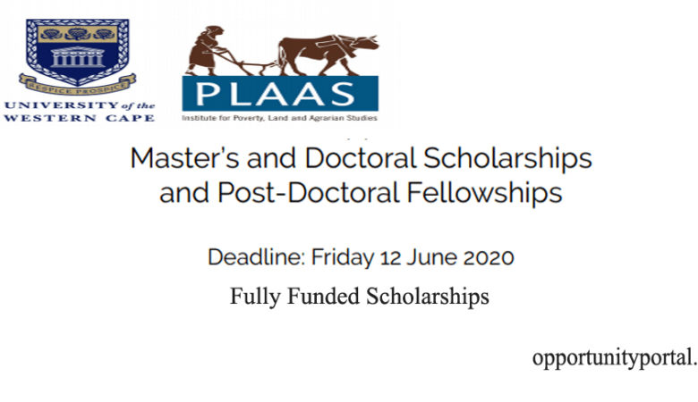 PLAAS Master’s and Doctoral Scholarships, and Post-Doctoral Fellowships In South Africa
