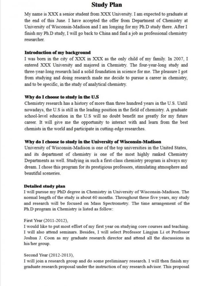 study plan vs research proposal