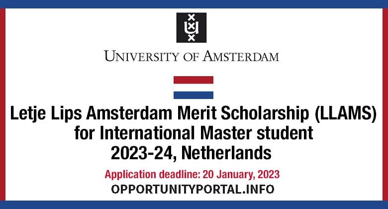 Letje Lips Amsterdam University Merit Scholarship 2024 (Funded)