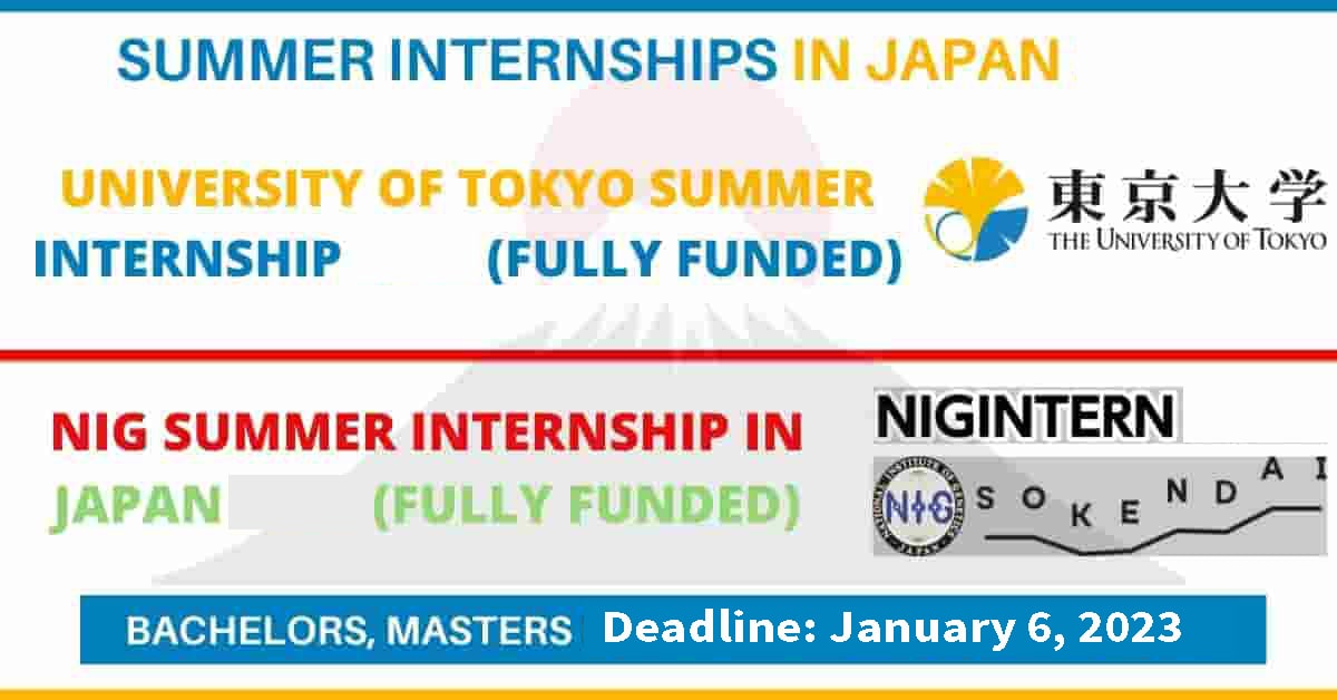 NIG Summer Internship in Japan 2023 Fully Funded NIGINTERN 2023