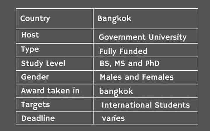 List of Government University Scholarship In Thailand 2024 (Fully Funded)