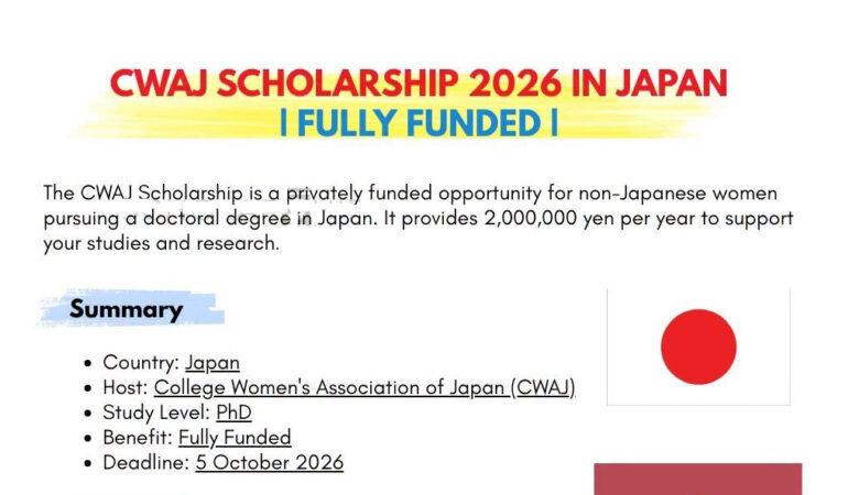 CWAJ Scholarship 2027 in Japan (Funded)