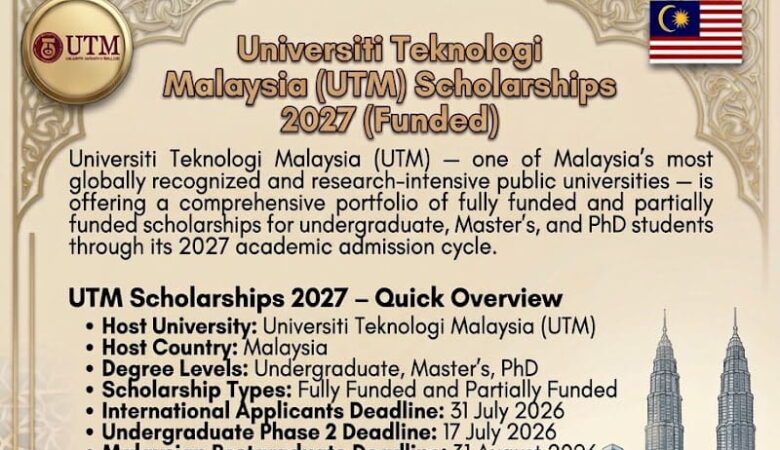 Universiti Teknologi Malaysia (UTM) Scholarships 2027 (Funded)