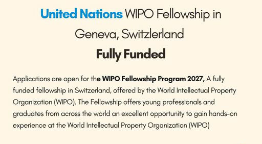 WIPO Fellowship 2027 in Switzerland Fully Funded