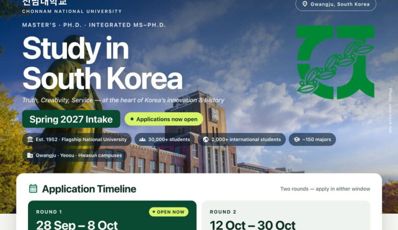 Chonnam National University Scholarships 2027 in South Korea (Fully Funded)